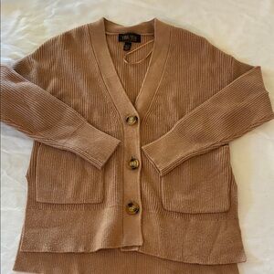 Truth Cable Waistcoat Sweater Vest Womens XS Fisherman Cardigan Tan Classic